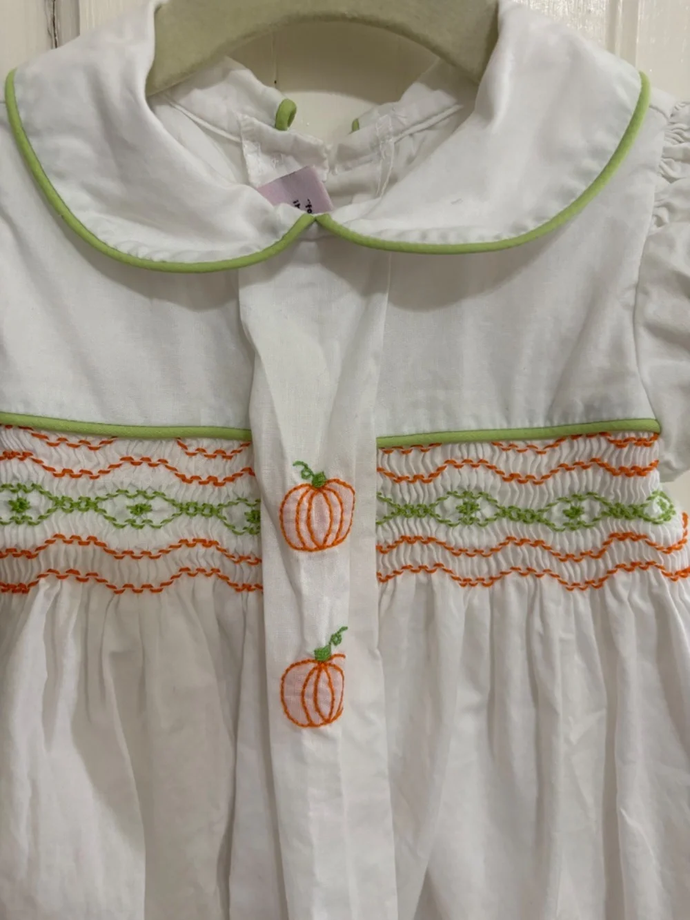 Lullaby Set Fall Pumpkin Smocked Embroidered Dress size 12 Months